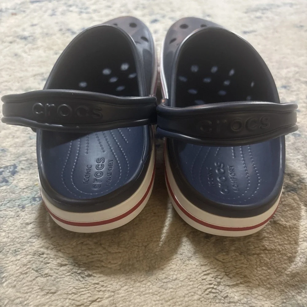 Crocs Bayaband Unisex Clogs Red White Blue Logo Mens 8 Womens 10 New